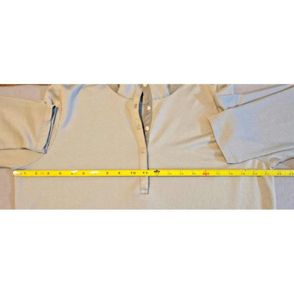 Cutter & Buck CB DryTec Men’s XL Snap Polo Gray Brown Stripe UV Quick-Dry - Picture 13 of 16